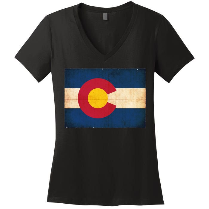 Denver Flag Grunge Colorado Women's V-Neck T-Shirt