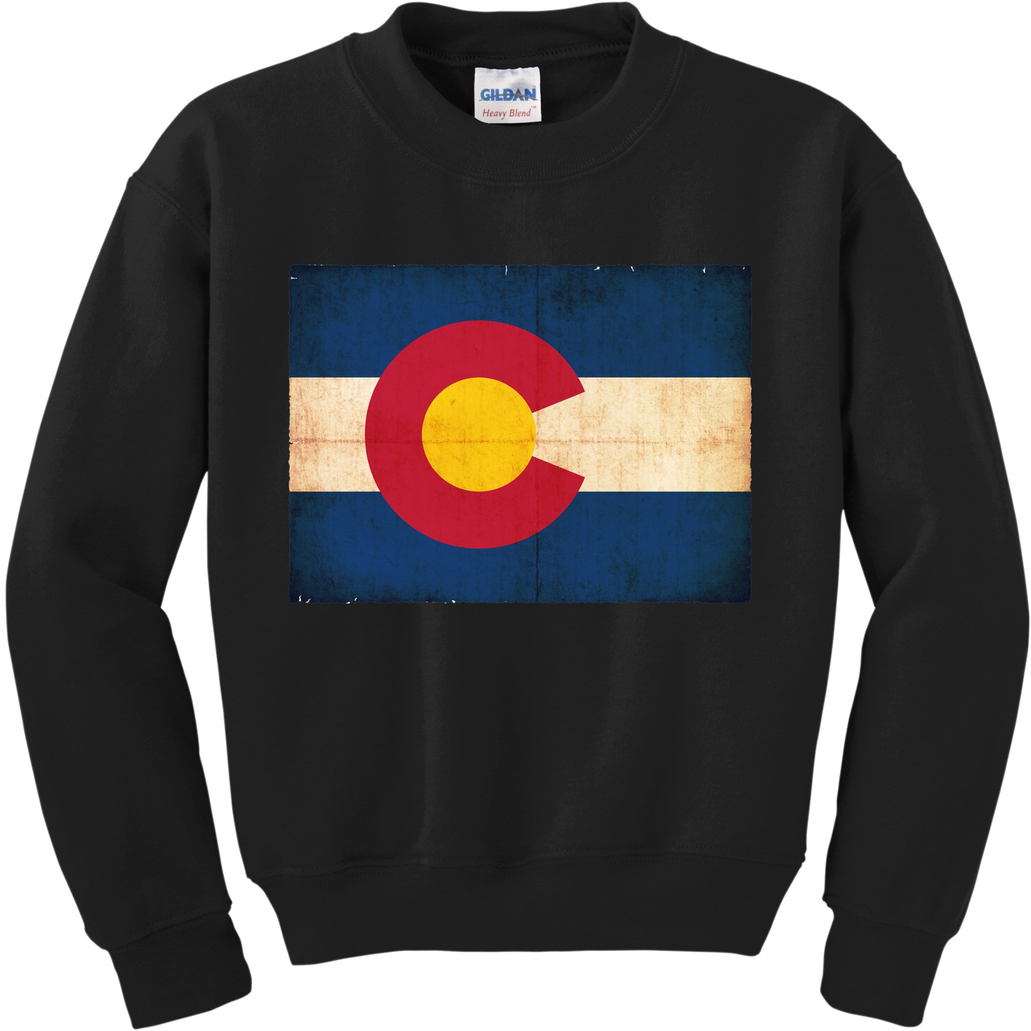 Denver Flag Grunge Colorado Kids Sweatshirt