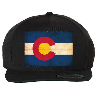 Denver Flag Grunge Colorado Wool Snapback Cap