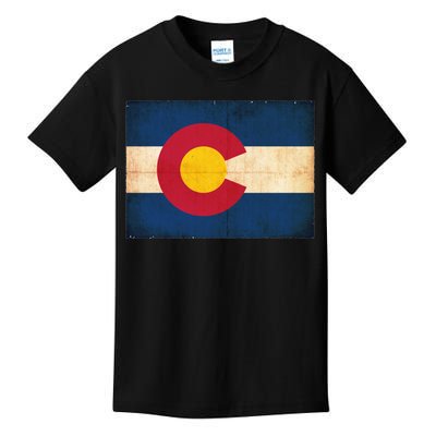 Denver Flag Grunge Colorado Kids T-Shirt