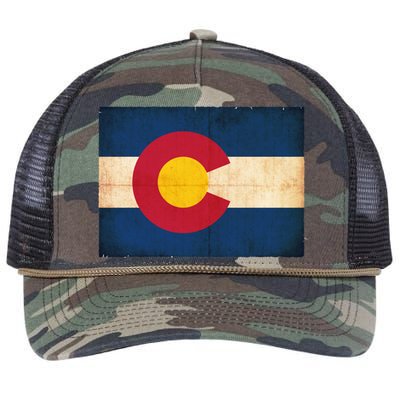 Denver Flag Grunge Colorado Retro Rope Trucker Hat Cap