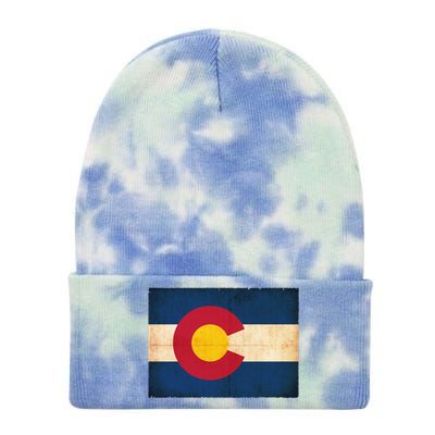 Denver Flag Grunge Colorado Tie Dye 12in Knit Beanie