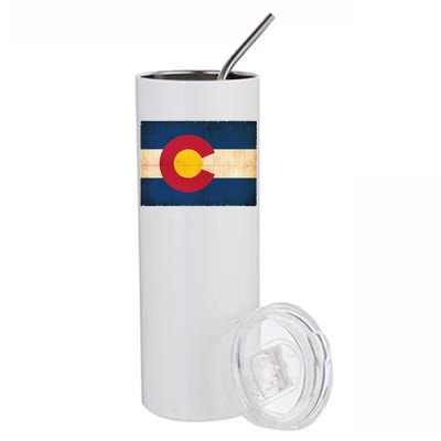 Denver Flag Grunge Colorado Stainless Steel Tumbler