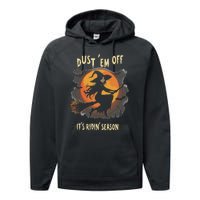 Dust Em Off Ladies ItS Ridin Season Halloween Witch Women Performance Fleece Hoodie