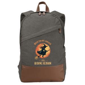 Dust Em Off Ladies Its Riding Season Funny Halloween Women Cotton Canvas Backpack