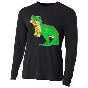 dinosaur eating pizza pizzasaurus t rex Cooling Performance Long Sleeve Crew