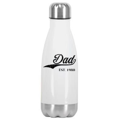 Dad Est.1980 Perfect FatherS Day Great Gift Love Daddy Dear Stainless Steel Insulated Water Bottle