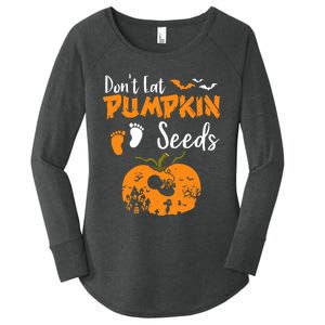 DonT Eat Pumpkin Seeds Halloween Pregnancy Reveal Mom To Be Women's Perfect Tri Tunic Long Sleeve Shirt