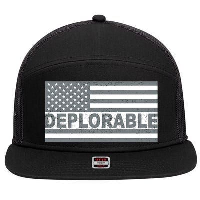 Deplorable American USA Flag 7 Panel Mesh Trucker Snapback Hat