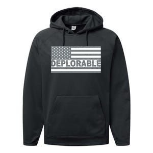 Deplorable American USA Flag Performance Fleece Hoodie