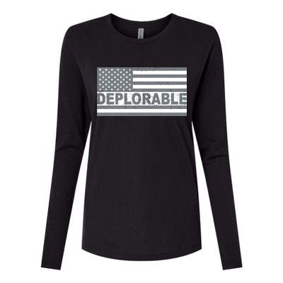 Deplorable American USA Flag Womens Cotton Relaxed Long Sleeve T-Shirt