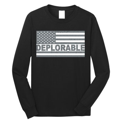 Deplorable American USA Flag Long Sleeve Shirt