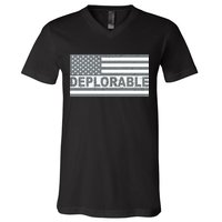 Deplorable American USA Flag V-Neck T-Shirt