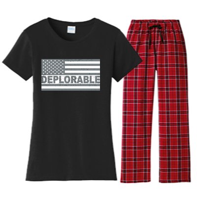 Deplorable American USA Flag Women's Flannel Pajama Set