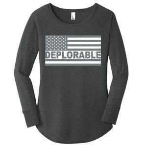 Deplorable American USA Flag Women's Perfect Tri Tunic Long Sleeve Shirt