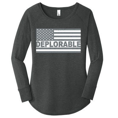 Deplorable American USA Flag Women's Perfect Tri Tunic Long Sleeve Shirt