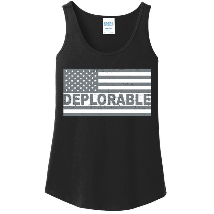 Deplorable American USA Flag Ladies Essential Tank