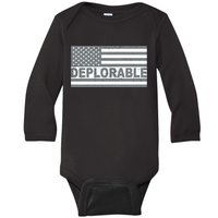 Deplorable American USA Flag Baby Long Sleeve Bodysuit