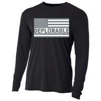 Deplorable American USA Flag Cooling Performance Long Sleeve Crew