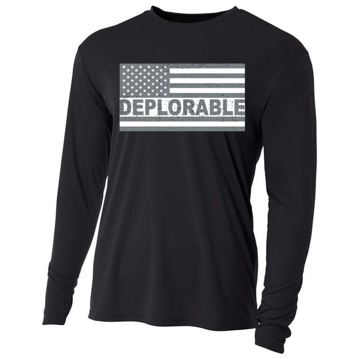 Deplorable American USA Flag Cooling Performance Long Sleeve Crew