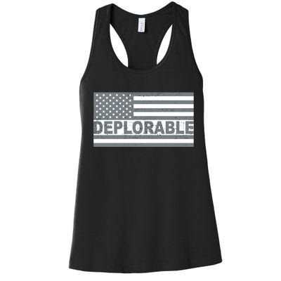 Deplorable American USA Flag Women's Racerback Tank