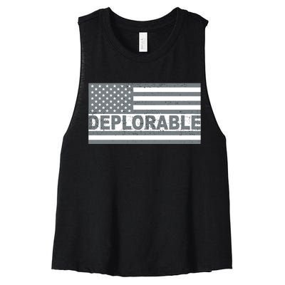 Deplorable American USA Flag Women's Racerback Cropped Tank