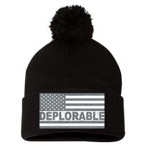 Deplorable American USA Flag Pom Pom 12in Knit Beanie