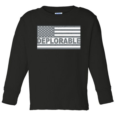 Deplorable American USA Flag Toddler Long Sleeve Shirt