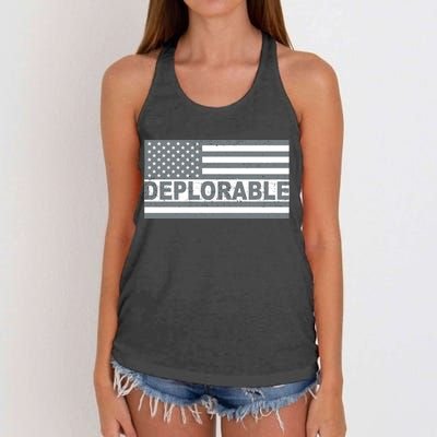 Deplorable American USA Flag Women's Knotted Racerback Tank