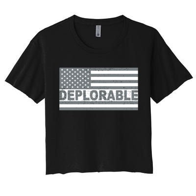 Deplorable American USA Flag Women's Crop Top Tee