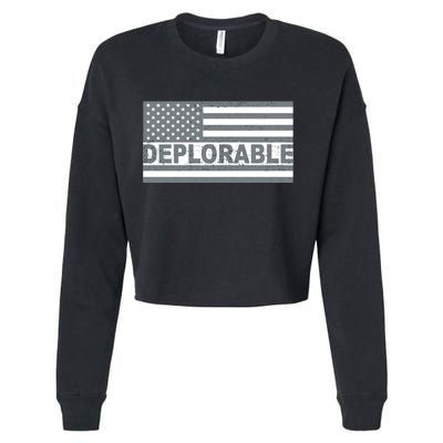 Deplorable American USA Flag Cropped Pullover Crew