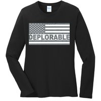 Deplorable American USA Flag Ladies Long Sleeve Shirt