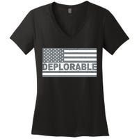 Deplorable American USA Flag Women's V-Neck T-Shirt