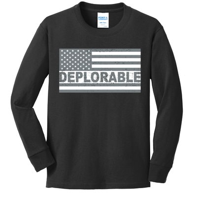 Deplorable American USA Flag Kids Long Sleeve Shirt