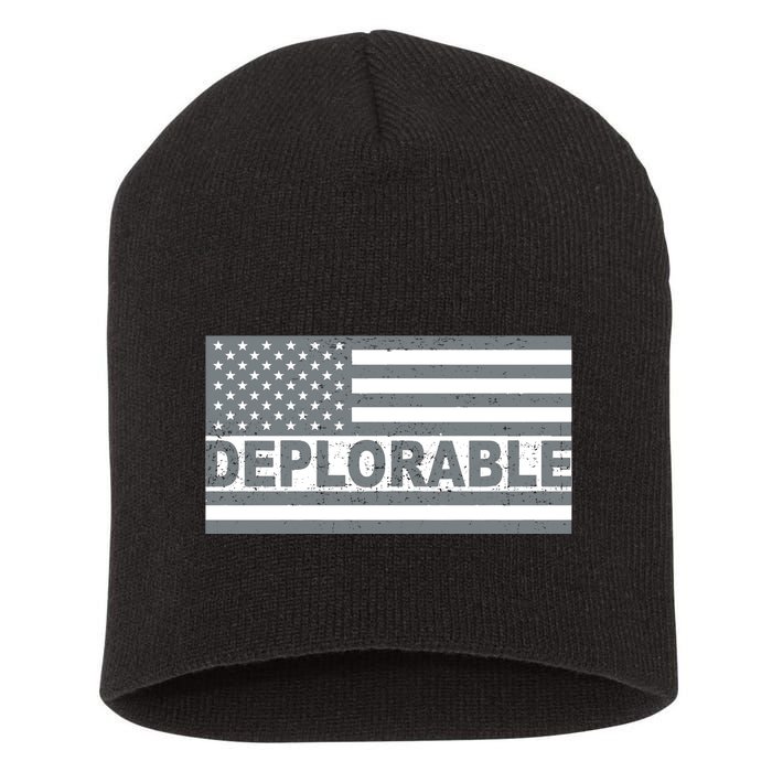 Deplorable American USA Flag Short Acrylic Beanie