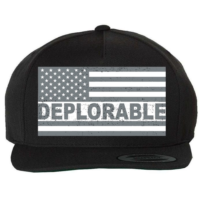 Deplorable American USA Flag Wool Snapback Cap