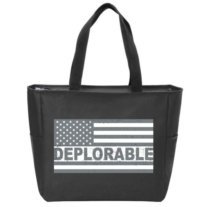 Deplorable American USA Flag Zip Tote Bag