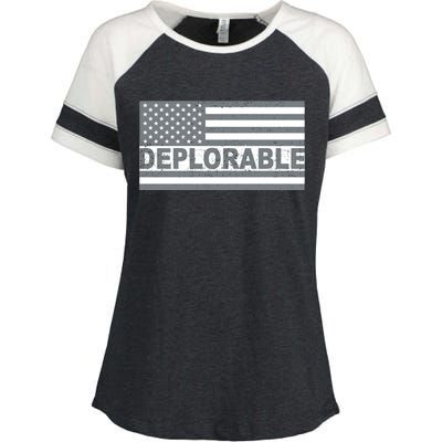 Deplorable American USA Flag Enza Ladies Jersey Colorblock Tee