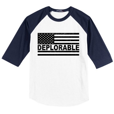 Deplorable American USA Flag Baseball Sleeve Shirt