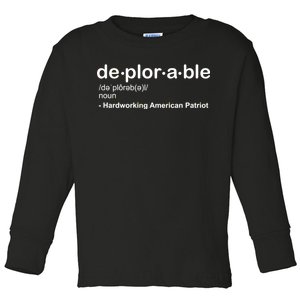 Deplorable Definition Hard Working American Donald Trump Toddler Long Sleeve Shirt