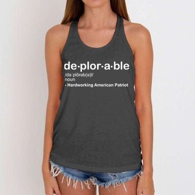 Deplorable Definition Hard Working American Donald Trump Women's Knotted Racerback Tank