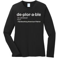 Deplorable Definition Hard Working American Donald Trump Ladies Long Sleeve Shirt