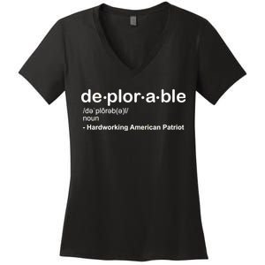 Deplorable Definition Hard Working American Donald Trump Women's V-Neck T-Shirt