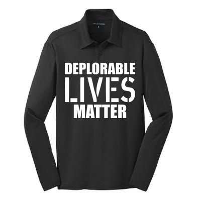 Deplorable Lives Matter USA Army Stamp Silk Touch Performance Long Sleeve Polo