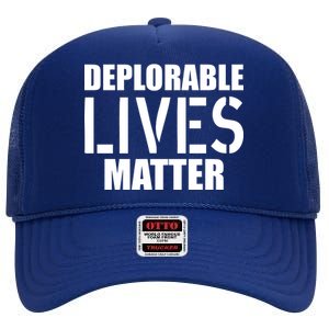 Deplorable Lives Matter USA Army Stamp High Crown Mesh Back Trucker Hat