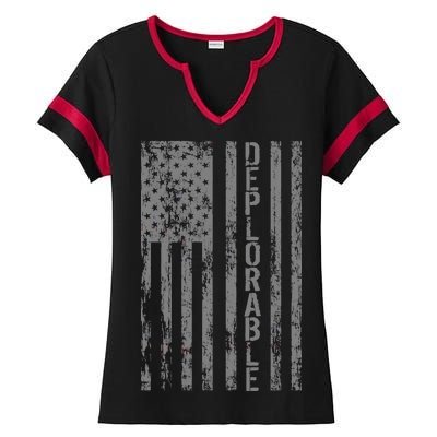 Deplorable United States of America USA Vintage Flag Ladies Halftime Notch Neck Tee