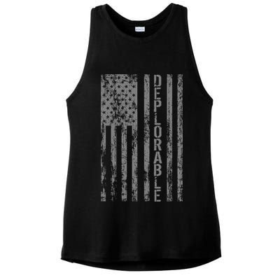 Deplorable United States of America USA Vintage Flag Ladies PosiCharge Tri-Blend Wicking Tank