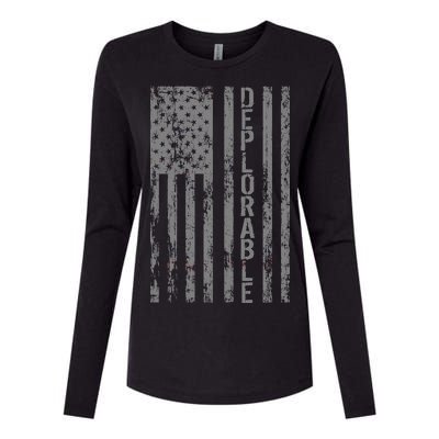 Deplorable United States of America USA Vintage Flag Womens Cotton Relaxed Long Sleeve T-Shirt