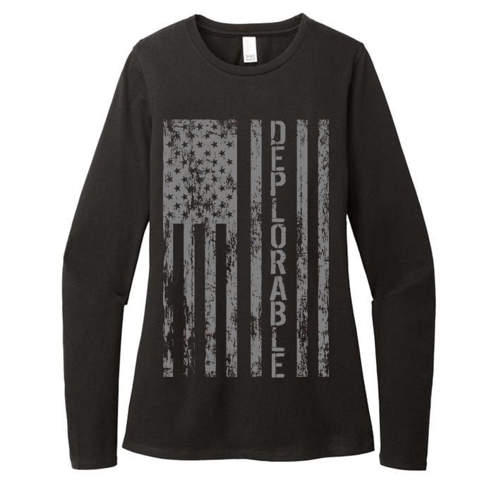 Deplorable United States of America USA Vintage Flag Womens CVC Long Sleeve Shirt