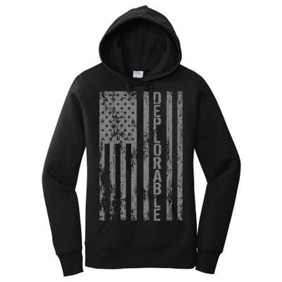 Deplorable United States of America USA Vintage Flag Women's Pullover Hoodie